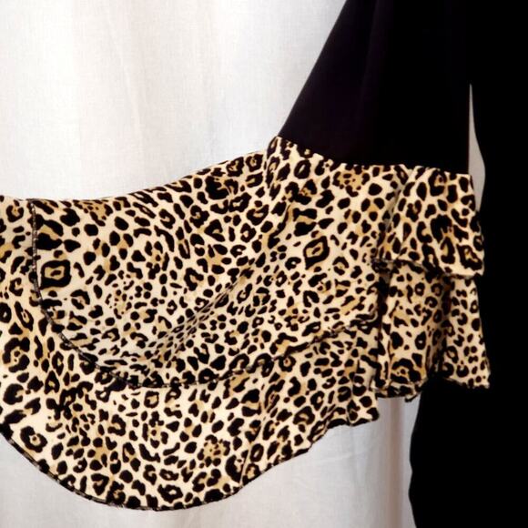 Women’s Black Animal Print Lace-cuff Bell Sleeve Sheath Dress Size XL - Picture 4 of 7